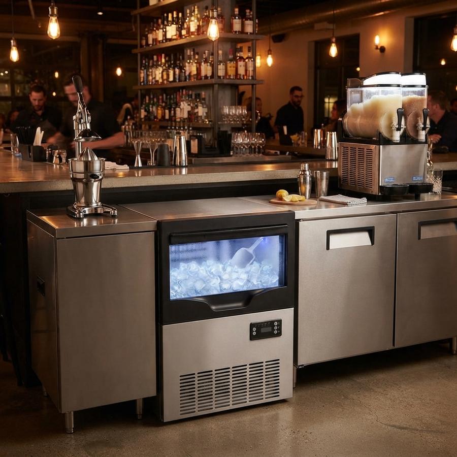 Under-counter ice machine, 110V in a working commercial kitchen